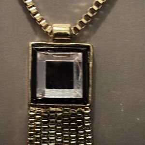 2/$30 Art Deco Inspired  Gold-tone with Glass Pendant Necklace